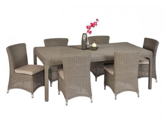 Gartenmobel Aus Rattan Kunststoff : Essgruppe Lao aus Polyrattan 7 tlg inkl Polster, naturgrau Gartenmobel Aus Rattan Kunststoff : Essgruppe Lao aus Polyrattan 7 tlg inkl Polster, naturgrau