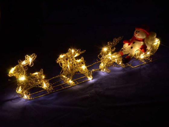 Weihnachtsbeleuchtung Rentierschlitten gold 336 1