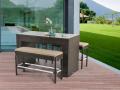 Gartenbar Cannes aus Polyrattan, 5-teilig, mit Glasplatte