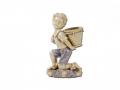 Gartenfigur Junge mit kleinem Blumenkorb Abmessung: B 14 / H 39 / T 23 cm