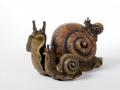 Gartenfigur Schnecke mit Babyschnecken Material: Kunststoff