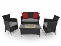 Lounge Sitzgruppe Garnitur aus Polyrattan schwarz 4-teilig